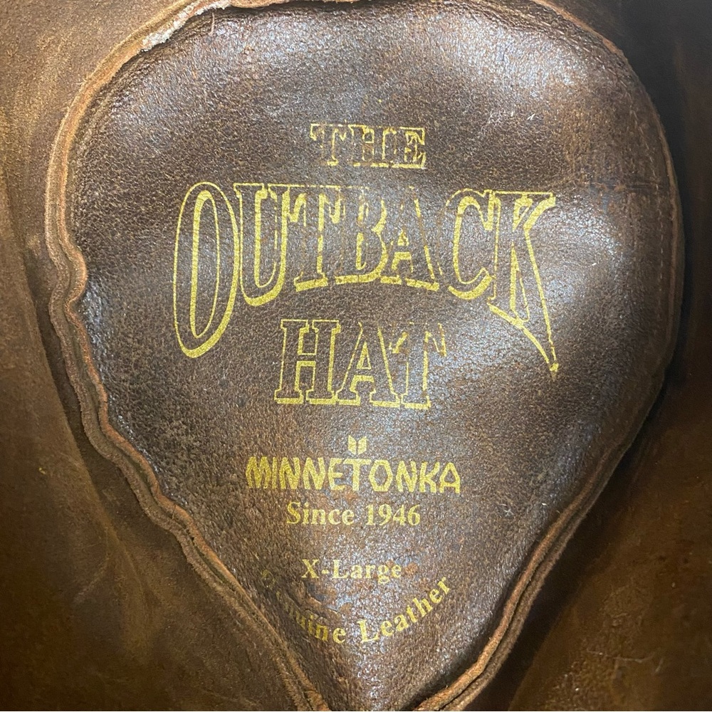 Minnetonka brown oiled leather outback hat boho western indie unisex XL - Picture 9 of 10